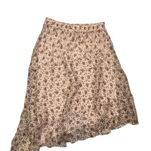 Lauren Ralph Lauren Skirt Womens Sz 4 Pink Floral Asymmetric Lined Boho Skirt